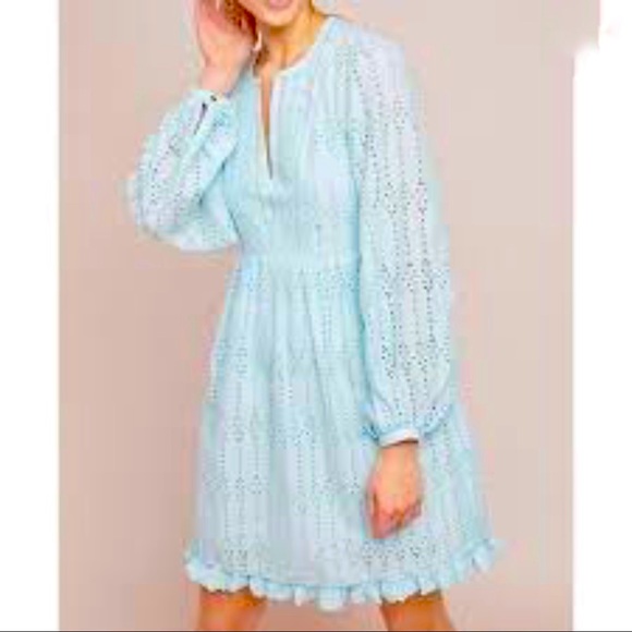 Anthropologie Dresses & Skirts - Anthropologie Eyelet Babydoll Dress Baby Blue-12